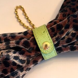 Hermès Nomade Leather Glove Holder in Lime Green with Gold-Plated Chain. EUC.